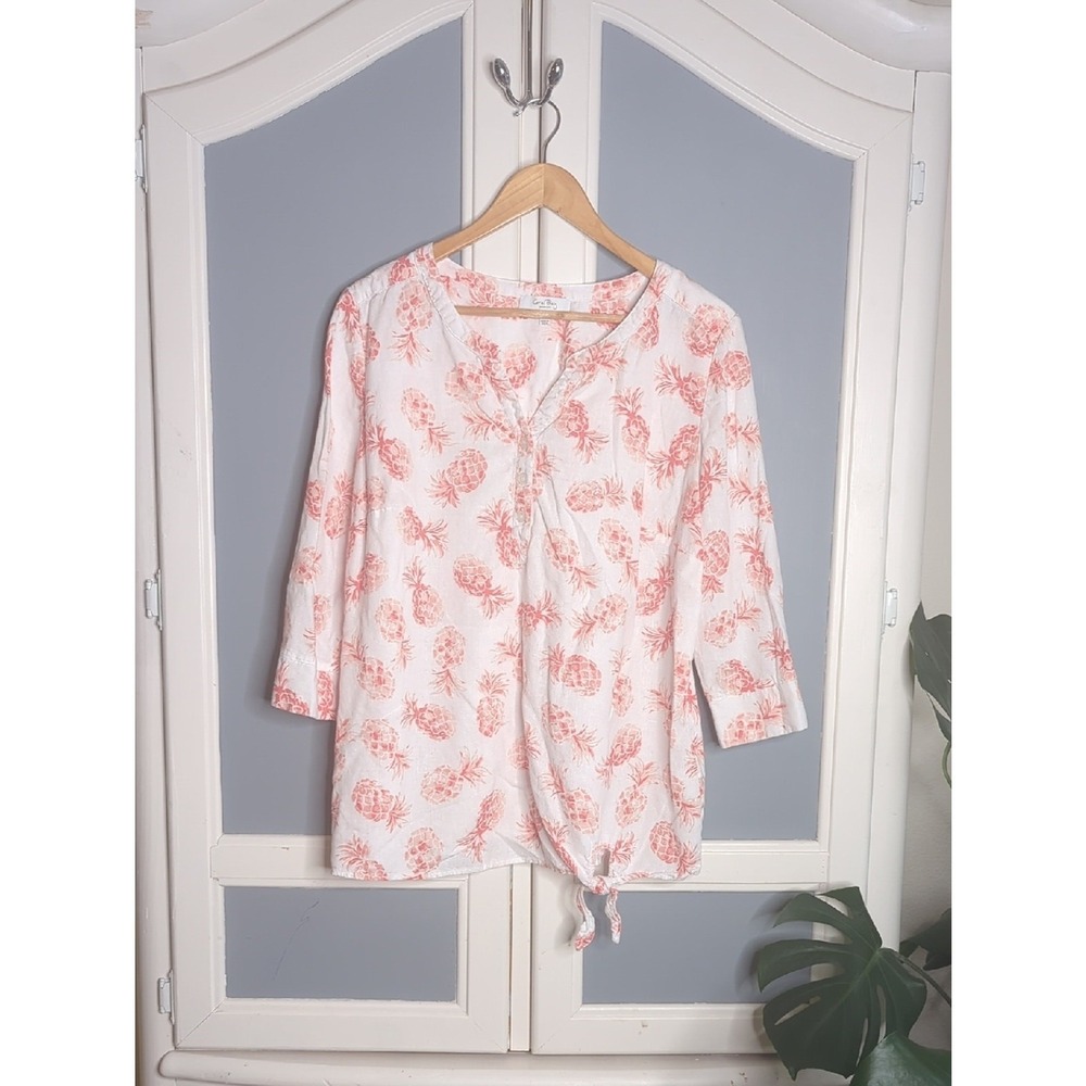 Coral Bay White Tunic with Coral Pineapple Print